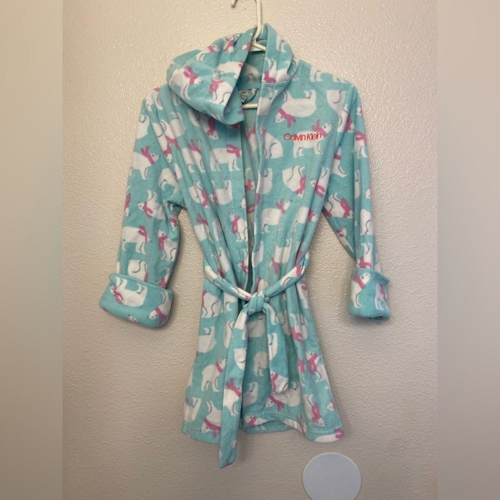 Calvin Klein cozy fleece soft polar bear robe M 7-8